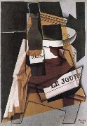Juan Gris Winebottle Daily and fruit dish oil painting